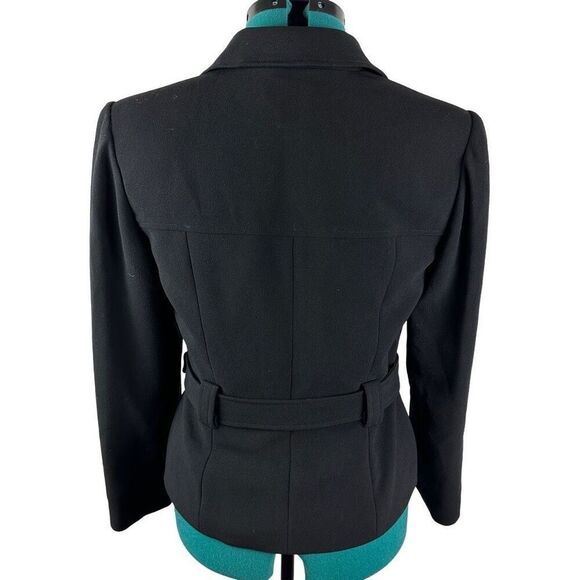 Talbots Black Shoulder Pad Belted Jacket- size 6 - Picture 2 of 8